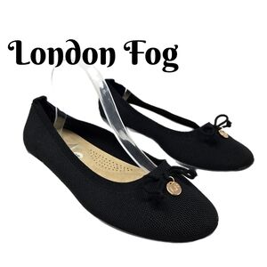 London Fog Collection Womens Sz 10W Baaz Black Knit Flats Casual To Office Wear